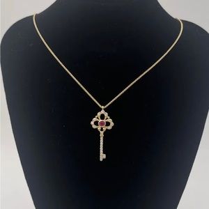 Beautiful Natural Diamond And Ruby Key Necklace